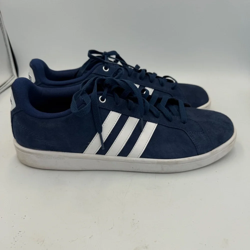 Adidas Cloudfoam Advantage Navy Blue Suede Sneakers Mens 11.5 B74227